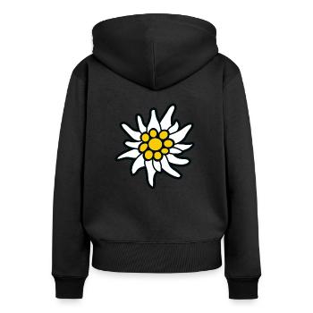 Edelweiss - Frauen Premium Bio Zip Hoodie - Schwarz - Hinten - Julia (174cm)