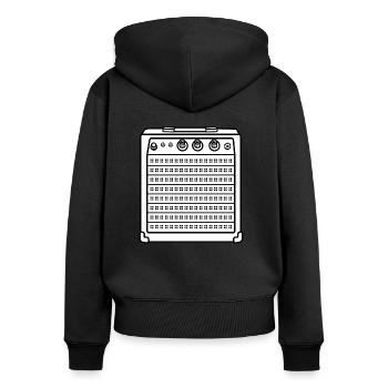 Musik Lautsprecher - Frauen Premium Bio Zip Hoodie - Schwarz - Hinten - Julia (174cm)