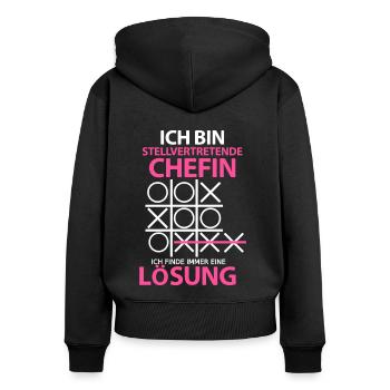 Stellvertretende Chefin Geschäftsführerin Lustige - Frauen Premium Bio Zip Hoodie - Schwarz - Hinten - Julia (174cm)