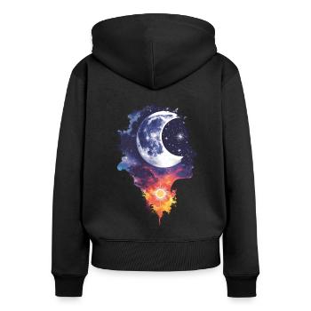 Félicité éthérée - Sweat à capuche zippé Premium bio Femme - noir - Dos - Julia (174cm)
