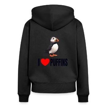 Papageientaucher Küstenvögel Papageientaucher - Frauen Premium Bio Zip Hoodie - Schwarz - Hinten - Julia (174cm)