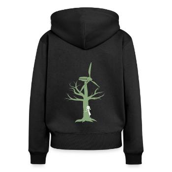 Wind of Change (grün) - Frauen Premium Bio Zip Hoodie - Schwarz - Hinten - Julia (174cm)