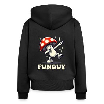 Pilze Fun Guy Lustiger Pilzliebhaber - Frauen Premium Bio Zip Hoodie - Schwarz - Hinten - Julia (174cm)