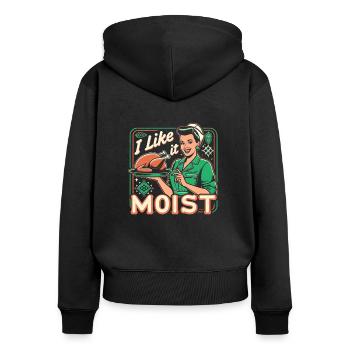 I Like It Moist Thanksgiving Costume Turkey Day - Women's Premium Organic Zip Hoodie - black - Back - Julia (174cm)