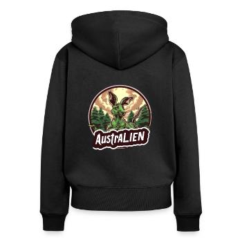 ausAustralia Roo Aussie Funny Australien Kangaroo - Women's Premium Organic Zip Hoodie - black - Back - Julia (174cm)