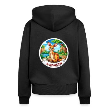 ausAustralia Roo Aussie Funny Australien Kangaroo - Women's Premium Organic Zip Hoodie - black - Back - Julia (174cm)
