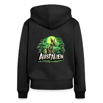 ausAustralia Roo Aussie Funny Australien Kangaroo - Women's Premium Organic Zip Hoodie - black - Back - Julia (174cm)