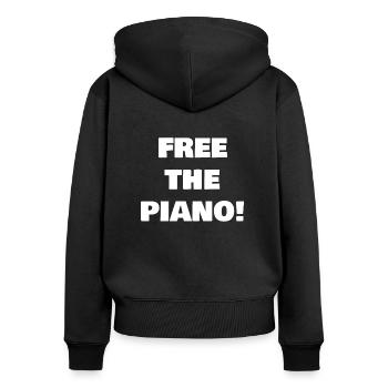 Free The Piano Dr K Chinese Piano - Women's Premium Organic Zip Hoodie - black - Back - Julia (174cm)