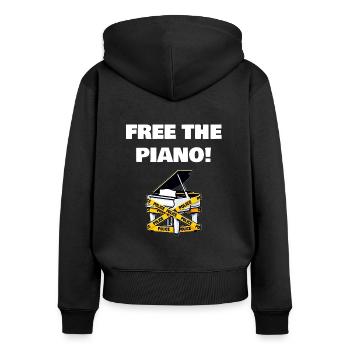 Free The Piano Dr K Chinese Piano - Women's Premium Organic Zip Hoodie - black - Back - Julia (174cm)