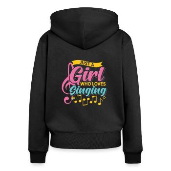 Girl Singing | Karaoke | Girl band - Women's Premium Organic Zip Hoodie - black - Back - Julia (174cm)