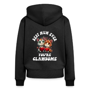 Fête des mères avec des chats griffes mignonnes Fête des mères - Sweat à capuche zippé Premium bio Femme - noir - Dos - Julia (174cm)