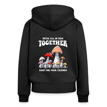 Trendige Funky Hippie Wurzel für Ihre Freunde Pilz - Frauen Premium Bio Zip Hoodie - Schwarz - Hinten - Julia (174cm)
