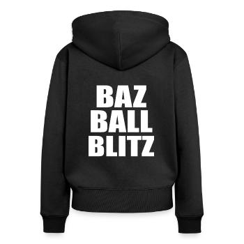 Bazball England Fans Cricket Englische Fans Bazball - Frauen Premium Bio Zip Hoodie - Schwarz - Hinten - Julia (174cm)