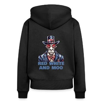 Red White And Moo - Women's Premium Organic Zip Hoodie - black - Back - Julia (174cm)