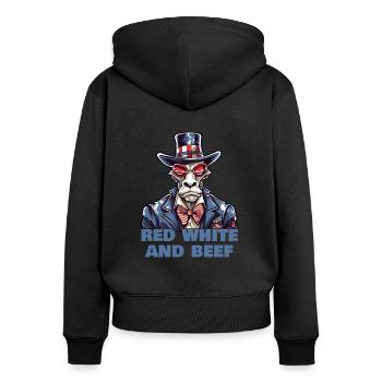 Red White And Moo - Women's Premium Organic Zip Hoodie - black - Back - Julia (174cm)
