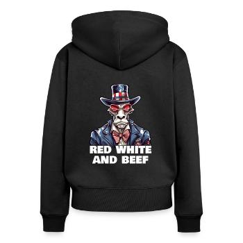 Red White And Moo - Women's Premium Organic Zip Hoodie - black - Back - Julia (174cm)
