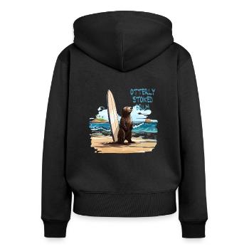 841 Surfing Otter Otterly Stoked Otter 841 - Frauen Premium Bio Zip Hoodie - Schwarz - Hinten - Julia (174cm)
