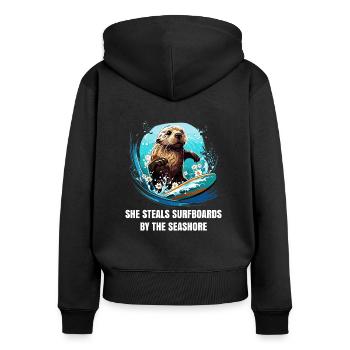 Otter 841 Surf Santa Cruz Otter 841 - Sweat à capuche zippé Premium bio Femme - noir - Dos - Julia (174cm)