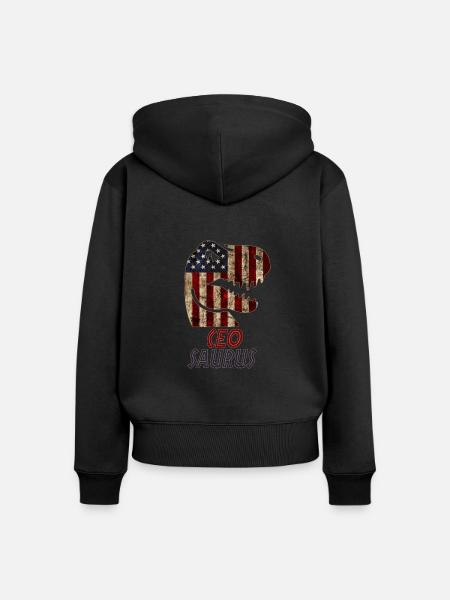 Patriotic Ceo Dinosaur - Frauen Premium Bio Zip Hoodie - Schwarz