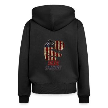 Dinosaure dede patriotique - Sweat à capuche zippé Premium bio Femme - noir - Dos - Julia (174cm)