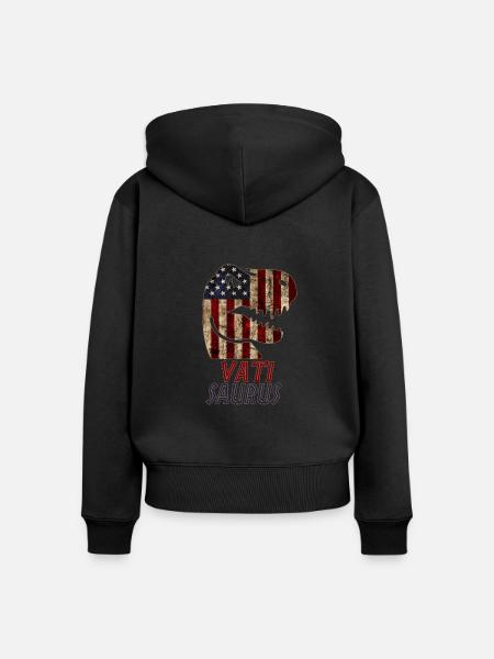 Patriotic Vati Dinosaur - Frauen Premium Bio Zip Hoodie - Schwarz