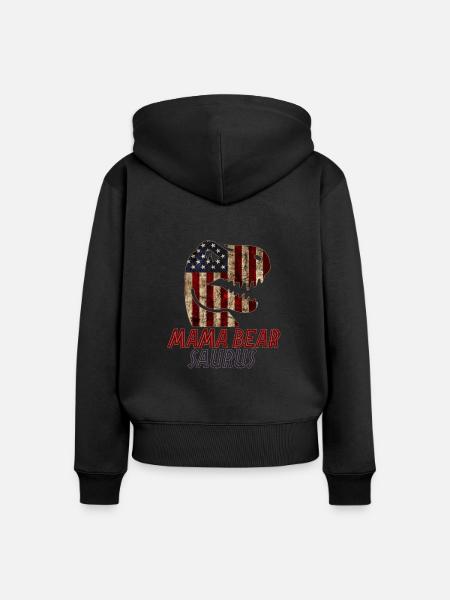 Patriotic Mama bear Dinosaur - Frauen Premium Bio Zip Hoodie - Schwarz