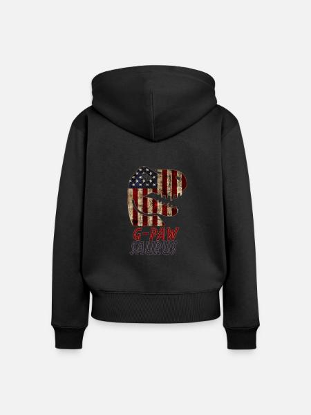 Patriotic G-Paw Dinosaur - Frauen Premium Bio Zip Hoodie - Schwarz