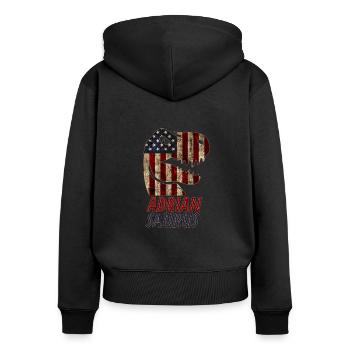 Patriotic Adrian Dinosaur Adriansaurus - Women's Premium Organic Zip Hoodie - black - Back - Julia (174cm)