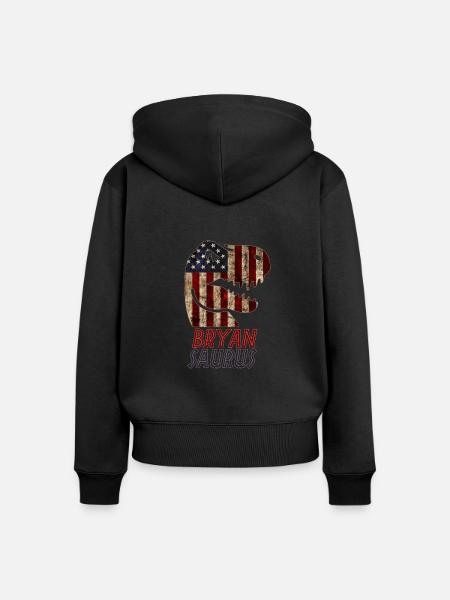 Patriotic Bryan Dinosaur Bryansaurus - Frauen Premium Bio Zip Hoodie - Schwarz