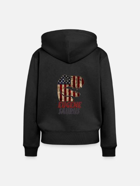 Patriotic Eugene Dinosaur Eugenesaurus - Frauen Premium Bio Zip Hoodie - Schwarz