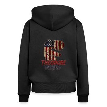 Patriotic Theodore Dinosaur Theodoresaurus - Women's Premium Organic Zip Hoodie - black - Back - Julia (174cm)