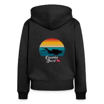 Caravelas Brazil Diving - Frauen Premium Bio Zip Hoodie - Schwarz - Hinten - Julia (174cm)