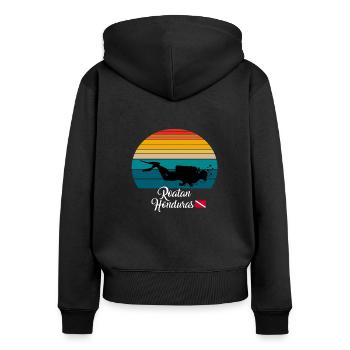 Roatan Honduras Diving - Frauen Premium Bio Zip Hoodie - Schwarz - Hinten - Julia (174cm)