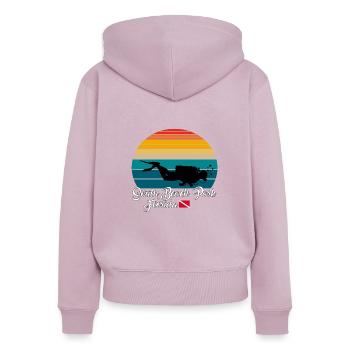 South Beach Park Floride Plongée - Sweat à capuche zippé Premium bio Femme - rose poudré - Dos - Julia (174cm)