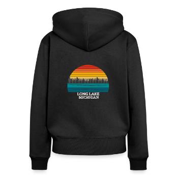 Long Lake Michigan - Sweat à capuche zippé Premium bio Femme - noir - Dos - Julia (174cm)