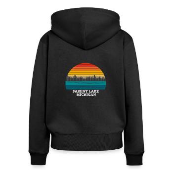 Parent Lake Michigan - Frauen Premium Bio Zip Hoodie - Schwarz - Hinten - Julia (174cm)