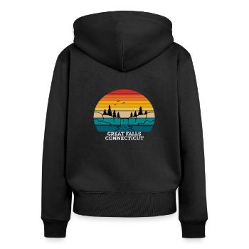 Great Falls Connecticut - Frauen Premium Bio Zip Hoodie - Schwarz - Hinten - Julia (174cm)