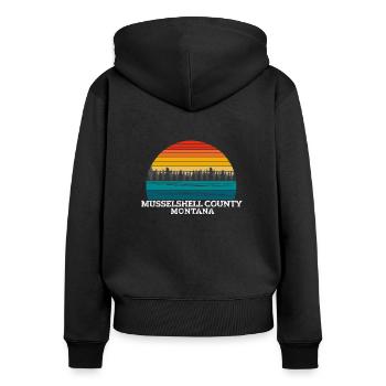 Musselshell County Montana - Frauen Premium Bio Zip Hoodie - Schwarz - Hinten - Julia (174cm)