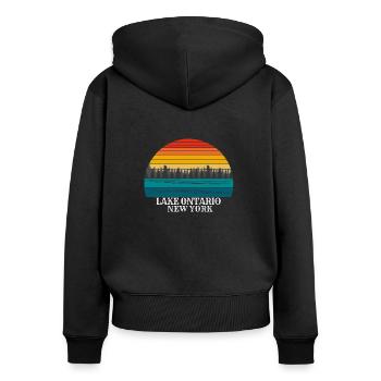 Lake Ontario New York - Frauen Premium Bio Zip Hoodie - Schwarz - Hinten - Julia (174cm)