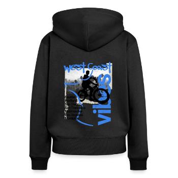 West Coast Vibes Noirmoutier - Women's Premium Organic Zip Hoodie - black - Back - Julia (174cm)