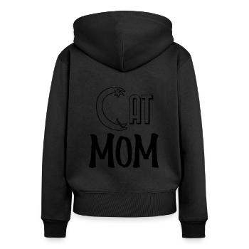 Cat mom. Maman d'un chat. - Sweat à capuche zippé Premium bio Femme - noir - Dos - Julia (174cm)