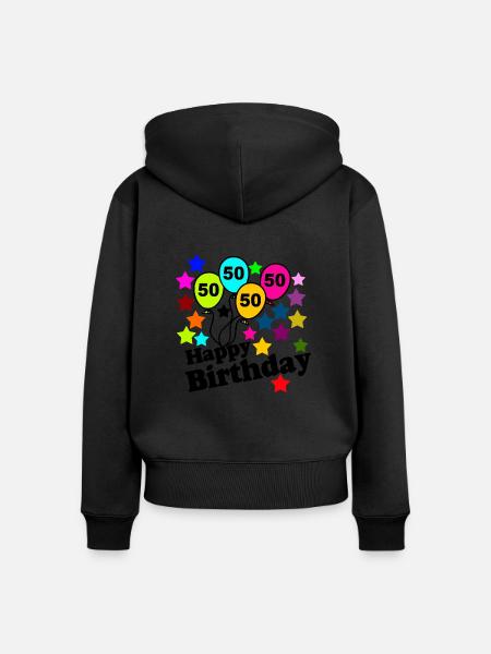 50.Geburtstag , 50 Jahre , Happy Birthday (25) - Premium økologisk hoodie med lynlås til kvinder - sort