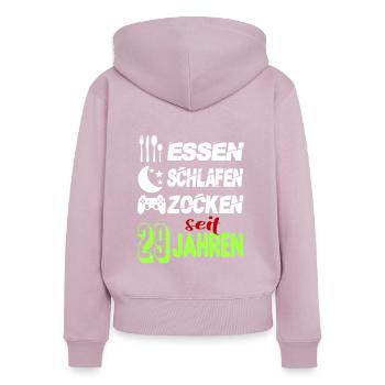Geburtstag 29 Zocken Spielen Gaming Schlafen - Frauen Premium Bio Zip Hoodie - Altrosa - Hinten - Julia (174cm)