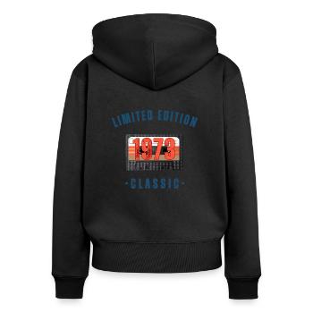 Limited Edition 1973 Geburtstag Retro - Frauen Premium Bio Zip Hoodie - Schwarz - Hinten - Julia (174cm)