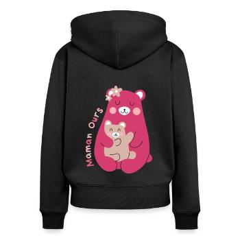 maman ours cadeau pour une maman génial - Sweat à capuche zippé Premium bio Femme - noir - Dos - Julia (174cm)