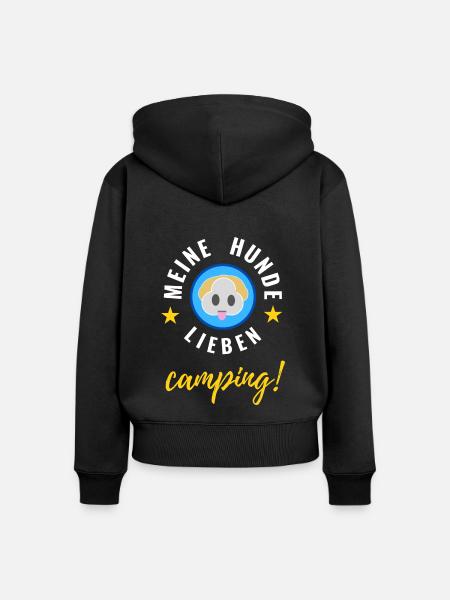 Meine Hunde lieben Camping! - Frauen Premium Bio Zip Hoodie - Schwarz