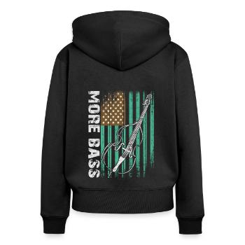Plus de contrebasse basse avec drapeau américain - Sweat à capuche zippé Premium bio Femme - noir - Dos - Julia (174cm)