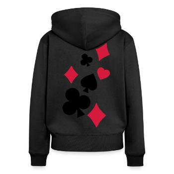 Spielkarten - Frauen Premium Bio Zip Hoodie - Schwarz - Hinten - Julia (174cm)
