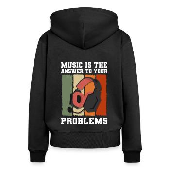 Problem Nicht mein Problem Mir Egal - Frauen Premium Bio Zip Hoodie - Schwarz - Hinten - Julia (174cm)