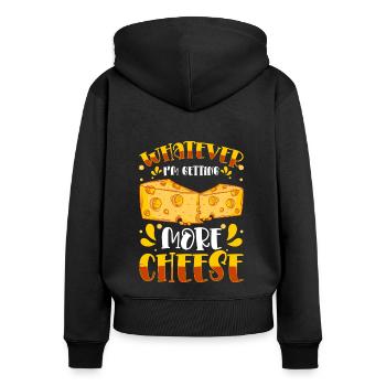 Matière grasse alimentaire du fromage - Sweat à capuche zippé Premium bio Femme - noir - Dos - Julia (174cm)